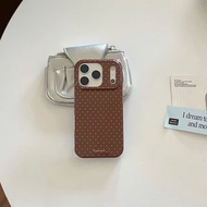 imd波點適用於新款17系列手機保護殼潮流款蘋果15promax簡約風手機套ins風格14手機保護殼-棕色 iphone 17 Pro Max