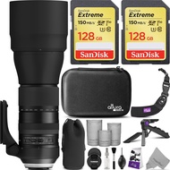 Tamron SP 150-600mm F/5-6.3 Di VC USD G2 Lens for Canon DSLR Cameras with SanDisk 128GB SD Cards & A