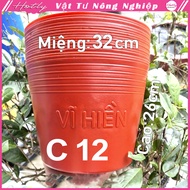 25 Chậu nhựa VĨ HIỀN màu đỏ C12 miệngcao 32x26cm trồng cây ăn trái và hoa siêu bền--77703