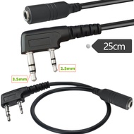 2 Pin K-Type to 3.5mm Female/Male Walkie-Talkie Headset Audio Cable for UV-5R 82 17R 21R K5 K6 BF-88