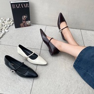 Simoncelli Women's 1.5cm Tofu Heel Shoes | Women's Flat Shoes | Women's shoes | Black Work Shoes | W