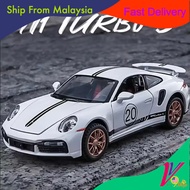 Diecast 1:32 Scale Porsche 911 Turbo S Racing Alloy Model Car Vehicles Sound Light Simulation Metal 