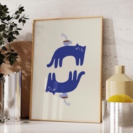 Coffee Cat Prints Trendy Coffee Poster Coffee Cart Funky Animal Poster Canvas Pictures