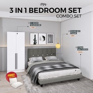 [FREE DELIVERY] TILAN/5 Feet Bedroom Set/Set Bilik Tidur/Almari Baju/Katil Murah/Katil Queen