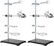 PINGEUI 16 Inch Lab Stand Set, Laboratory Stand Support, Lab Stand and Clamp Set with 2 Retort Rings