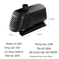 Bơm Hồ Cá ATMAN AT5000 (55W/5000L/H) Mạnh Mẽ Êm Tiết Kiệm Điện - Lọc Hồ Koi Non Bộ