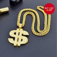 Fashion Hip Hop Diamond-Set Dollar Sign Necklace for Men and Women
