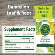 Traditional Medicinals, Organic Dandelion Leaf & Root Tea, Herbal Tea, Caffeine Free, 16 Wrapped Tea