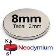 1Pc Neodymium Magnet Magnet Neodymium white N35 8x2 8x2mm round coin Disc white strong diameter 8mm 