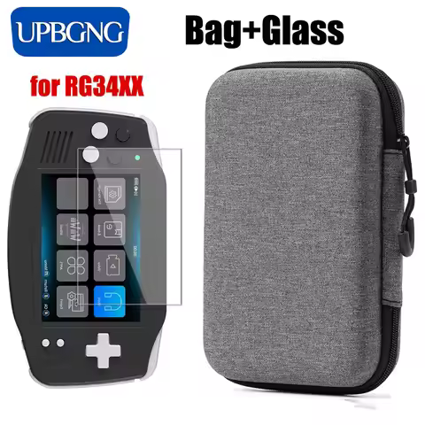 Glass+Bag for RG34XX Screen Protector Tempered Glass Film EVA Portable Case for ANBERNIC RG 34XX Pro