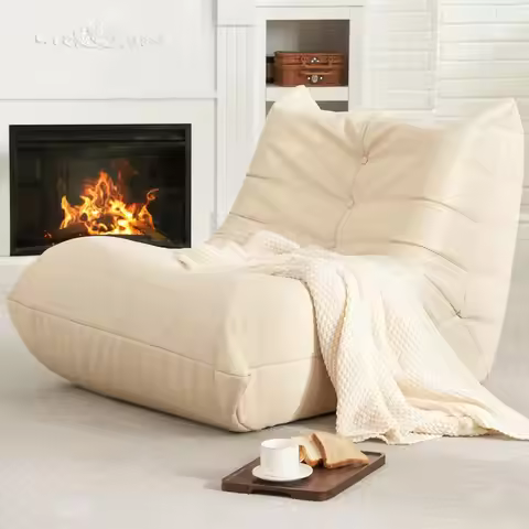 Bean Bag Chair Leather Togo Chair Memory Foam Living Room Adult | Medium Black,Ergonomic Design,Floo