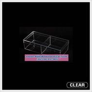 [Sold For A Dozen Of 12 Pieces] Clear Square Box With 2 Compartments (10 x 20.8 x 5.5 cm) No.638