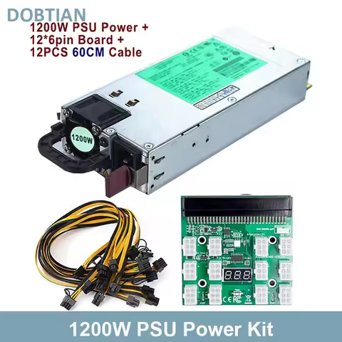 Tested DPS-1200FB A 1200W PSU Power Supply + HP Server Power Breakout Board + 50cm / 60cm 6pin to 8p
