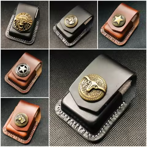 Classic Multi Style High Quality Leather Kerosene Oil Lighter Waist Bag For Zippo Lighters Belt Hols