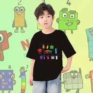 Number Blocks Theme Family T-Shirt Girls T-Shirts Casual Boys Short Sleeves Cute Kids 100 Cotton#011