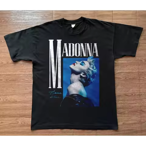 Madonna Singer True Blue Album Music Black T shirt Size S 5XL vintage Washed Breathable graphic Unis