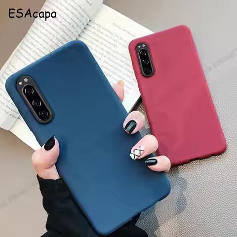 Slim Silicone Matte Phone Case For Sony Xperia 10 5 1 iii Plus L4 L3 Sandstone Soft Shockproof Cover