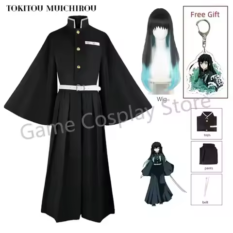 Aime Tokitou Muichirou Cosplay Costume Demon Slayer Cosplay Kimetsu No Yaiba Kisatsutai Uniform Wig 