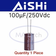 250v100uf คาปาซิเตอร์ 100uF 250V Capacitor 100uF/250V 105C ตัวเก็บประจุไฟฟ้า มีจำนวน 1 ชิ้น ยี่ห้อ A