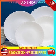 [AD SHOP] 6pcs Dinner Plate 9" Feston White Opal High Quality Heat Resistant Pinggan Makan Dinner Pl