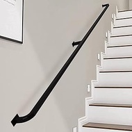 Stairs Handrail Modern Banister Rail Support Kit Wall Mount Staircases Railing Safety Hand Rails Counter Foot Rail Black Metal Bar 1m 150cm 2m 240cm 3m 6m (Size : 11.5ft/350cm)