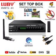 STB Luby DVB T2 01 Paket Lengkap Dongle Wifi Kabel HDMI Set Top Box Tv Receiver Digital Full HD SNI