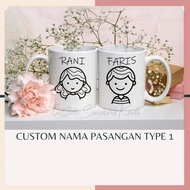 Kado Pernikahan Hadiah Untuk Anniversary Mug Custom Nama Mug Couple M GAM