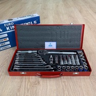 ชุดบล็อก Euro King 4 หุน และประแจแหวนข้าง-ปากตาย 29 ชิ้น Euro King