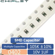 10000Pcs 0402 1005 Chip Capacitor 105K 1UF 10V 1000NF ±10% SMD Ceramic Capacitance