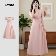 trendy6-Lovito Elegant Plain Pleated Dress for Women L133ED888