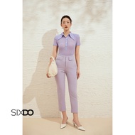 Quần công sở nữ dáng baggy phối túi trang trí SIXDO (Purple Woven Baggy Pants)