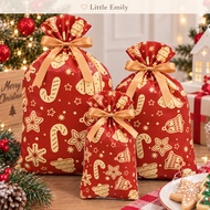 FP3499 (25PCS) 16x15 28x23 32x30 CM RED Christmas Large Gift Drawstring Big Bag Ribbon Gift Wrappers