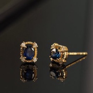 18K金藍寶石橢圓形耳環 18K The Blue Sapphire Oval Earrings
