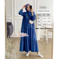 Batik Usman - Kirania Dress / Midi Dress Ruffle / gamis ruffle / Gamis Polos putih Bahan rayon Adem 