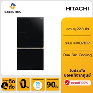 HITACHI ตู้เย็น 4 ประตู MULTI-DOORS รุ่นRWB700VTH2 GBK สีGlass Black ความจุ 22.8 คิว 645 ลิตร ทำน้ำแ