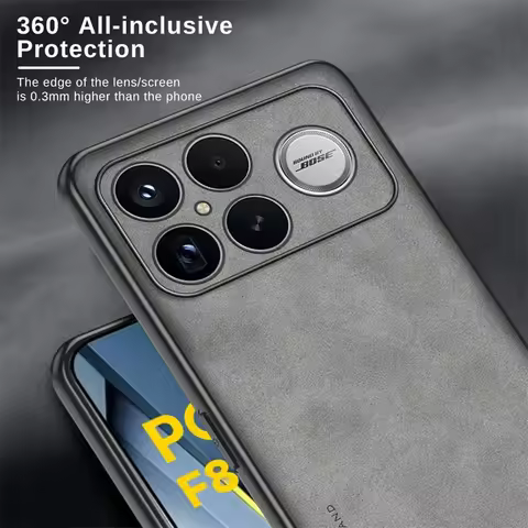 Luxury Lambskin Leather Protection Case For Poco F8 Ultra F 8 Pro 5G Soft Silicone Frame Back Cover