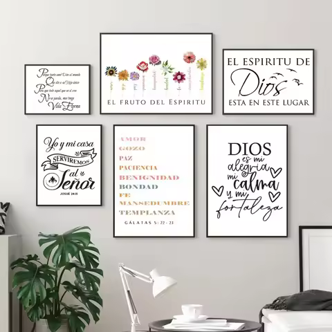 Spanish Version Bible Verse Prints The Spirit of God Quote Poster Espanol Religious Canvas Painting 