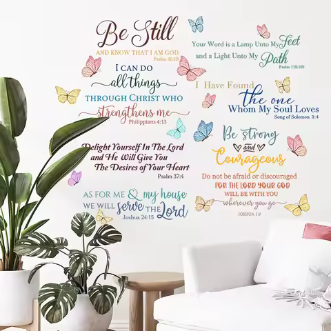 Christian Bible Verse Wall Stickers Butterfly Wall Decals For Home Bedroom Living Room Decor
