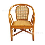 Real Rattan Chair Outdoor Leisure Balcony Small Rattan Chair Household Elderly Armrest Back Chair Ra