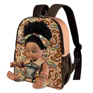Black Baby Doll in Take Along Backpack Carrier, 10in American African Girl Doll for Toddlers and Kid