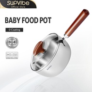 SUPVIBE 304 Stainless Steel Milk Pan Breakfast Pot with lid Uncoated Baby food pot Small Pot