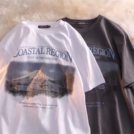 Soft Comfortable Korean Fashion T-Shirt with Mountain View Print