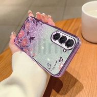 เคสโทรศัพท์ Samsung Galaxy S10 S9 S8 Plus Note 20 Ultra 10 Plus J7 J5 Prime เคส J730หรูหราไล่ระดับสีลายผีเสื้อดอกไม้กันกระแทก