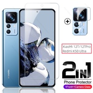 2in1 Full Cover Tempered Glass Screen Protector For XiaoMi 12T Pro 12TPro Phone Protective Glass For
