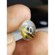 Natural Golden Rutilated Quartz Memo 12 x 9 x 3.8 mm 3.05 Ct Amethyst Hair Gold Yellow Oval Cabochon