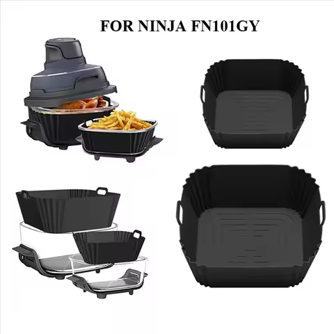 2Pcs Silicone Air Fryer Liners for Ninja Crispi FN101GY/FN101SG/FN101ST,Fit for 4-QT & 6-Cups 4-in-1