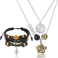Y2k Star Necklace Fairy Grunge Bracelets Set Handmade Fairycore Grunge Jewelry Gothic Swirl Star Nec