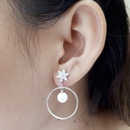 XUPING JR SILVER PEARL FLOWER STITCH EARRINGS