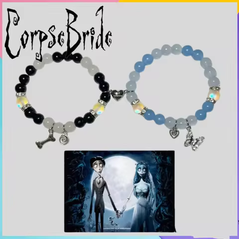 Corpse bride inspired matching bracelets Y2K Jewelry Handmade | Handmade Couple Bracelets | Valentin