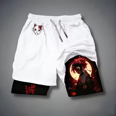Demon Slayer Anime Co Branded Shorts 2026 Summer New Men's and Women's Sports Fitness Breathable Qui